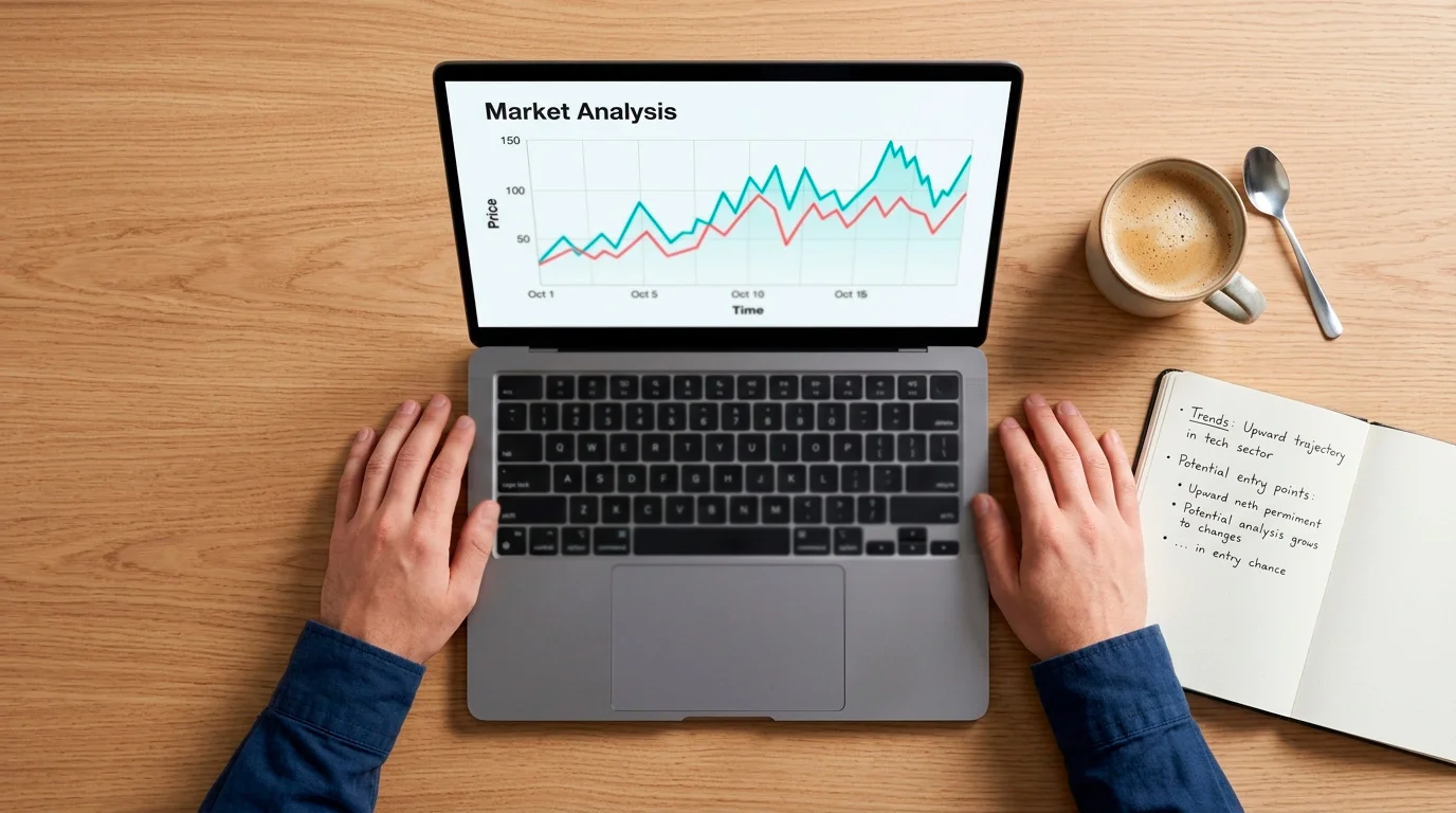 Person reviewing a cryptocurrency price chart on a laptop screen showing significant price fluctuations